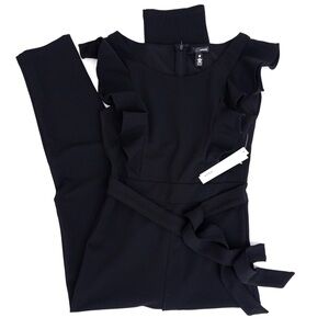 Aqua (Bloomingdale’s) . Black Ruffle Sleeve Jumpsuit